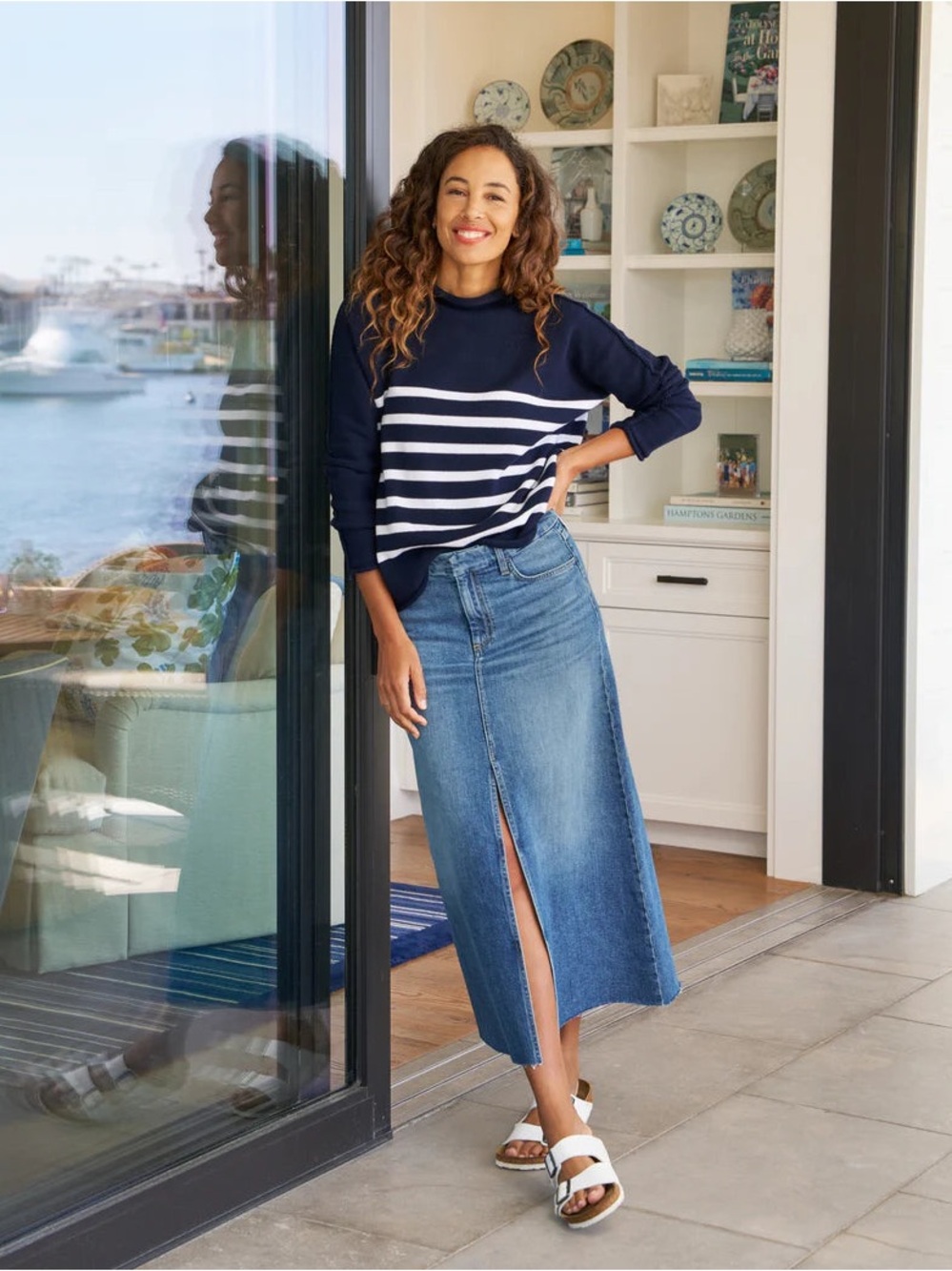 Frank & Eileen Donnybrook Denim Midi Skirt High Rise 2010 Wash Raw Hem Slit 28